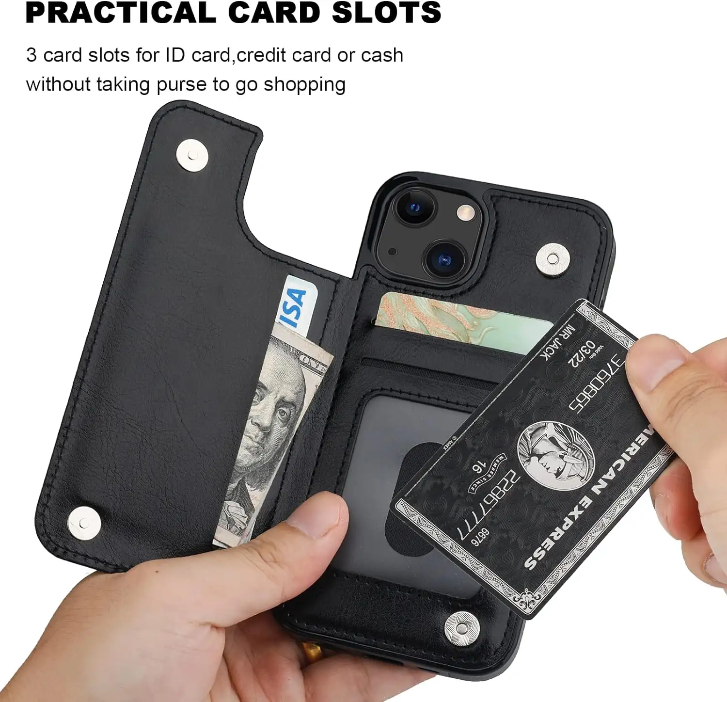 Cüzdan kılıf kart tutucu PU deri Kickstand kart yuvaları telefon kılıfı iPhone için kılıf 13 14 15pro max manyetik toka darbeye kapak