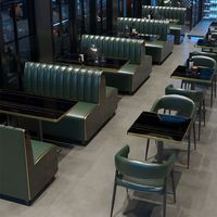 Ensemble de canapés en acier inoxydable commercial, design moderne et classique, structure durable, table de bar avec plateau en faux marbre, salle à manger, KTV, hôtel, restaurant