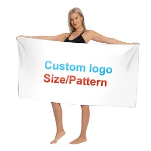 Toalla de playa más vendida, patrón de tamaño de logotipo personalizado, toalla de playa de microfibra impresa Popular sin arena Oem Odm