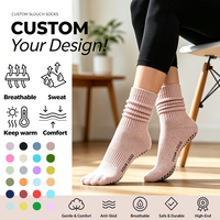 Chaussettes décontractées en coton tricoté pour femmes, confortables, à effet froissé, côtelées épaisses, extensibles, chaudes, antidérapantes, pour le yoga, personnalisables