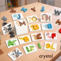 Rompecabezas de Aprendizaje Temprano Educativo, Tablero de Rompecabezas 3D con Números y Palabras en Inglés, Alfabeto Digital Pequeño de Cristal