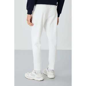 Pantalon de survêtement pour homme, coupe standard, écru, en molleton français, avec poches, 82155 - Product Image 1