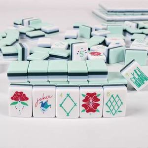Pastel Pink <b>Mahjong</b> Tiles Floral Printed <b>Mahjong</b> <b>Set</b> Tabletop Game Pieces for Family Entertainment - Product Image 4