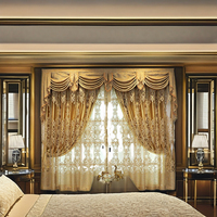 Ensemble de rideaux en tulle de luxe Jacquard pour chambre à coucher avec cantonnières à perles, accessoires de rideaux fantaisie en gros
