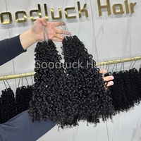 Extensions de cheveux humains bruts vietnamiens en gros, alignés sur les cuticules, super double drawn, bouclés style pixie, en lots