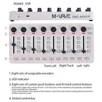 Console de mixage M-VAVE SMC-Wireless MIDI Controller pour la plupart des instruments électroacoustiques Connexion BT Accessoire audio-vidéo USB