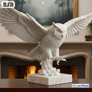 <span class=keywords><strong>Escultura</strong></span> de Búho de Mármol Blanco Natural Personalizada, Estatua de Pájaro de Piedra para Decoración de Interiores de Villas y Hoteles - Product Image 1