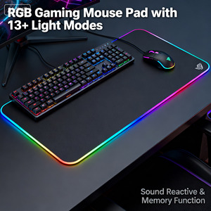 Flashstrike <span class=keywords><strong>RGB</strong></span> đầy màu sắc ánh sáng-up chuột Pad 7 màu sắc rắn 3 chế độ ánh sáng không thấm nước tự nhiên cao su chống trượt chơi game 800x300mm - Product Image 2