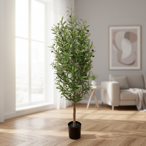 Albero di <span class=keywords><strong>Ulivo</strong></span> Artificiale Realistico in Plastica da 150cm, Pianta Artificiale per Decorazione Interna e Ufficio - Product Image 1