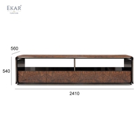 Meuble TV moderne de luxe en bois de palissandre, design italien, console multimédia incurvée, grand rangement, unité de divertissement pour salon de villa