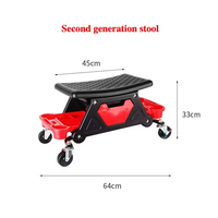 Kursi Bengkel Beroda MRS Rolling Mechanic Red Wash Stool, Kursi Kerja, Kursi Geser, Laci Penyimpanan, Rem, untuk Perbaikan Mobil, Detailing, dan Pembersihan