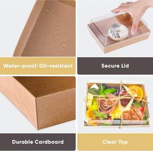 Confezione da 25 Scatole in Carta Kraft Riciclabile <span class=keywords><strong>7x5</strong></span> Pollici con Coperchi Trasparenti, Contenitori Usa e Getta per Alimenti e Dessert - Product Image 4