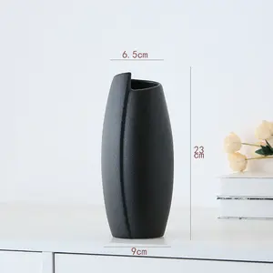 Wholesale black white minimalist porcelain flower vases home decor ceramic vase