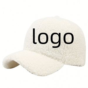 Women's Winter Adjustable Solid Color Lamb Wool Warm Baseball Tapa Kappe Pet Unisex Unconstructed <b>Plain</b> <b>Cap</b> - Product Image 2