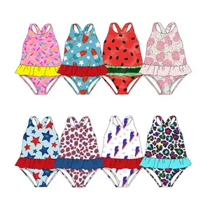 2024 Nieuwe Zomer Groothandel Kinderen Badmode Custom Print Meisje Jurk Ontwerp Meisje Strandkleding Bikini