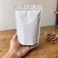 Sachets d'emballage Doypack blanc mat vierges refermables avec fermeture éclair et encoche de déchirement pour poudre de protéines, thé matcha, collations, vente au détail, pochette verticale