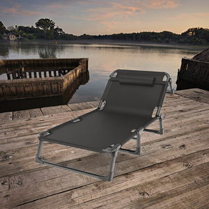 Lit de camp inclinable réglable à 4 positions, pliable et portable, en métal, pour camping en extérieur, plage, chambre et salon, 1 pliage - Product Image 3