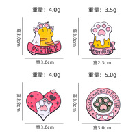 Broche chat dessin animé créatif personnalisé mignon rose amour chat griffes Couple sac à vêtements étudiant badge broche pour cadeau