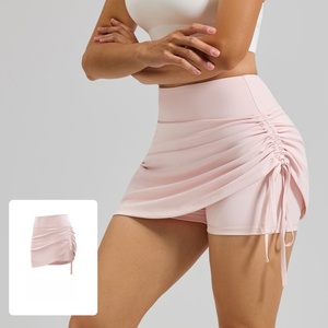 Jupe de yoga sportive d'été avec short de sécurité intégré, taille haute, design froncé, en Spandex/Polyester pour la course et le fitness - Product Image 5