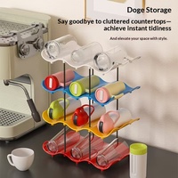 Organisateur de tasses en métal multicouche à forme ondulée, design minimaliste portable pour rangement sur table à la maison