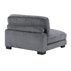 45 Inch Modular One <b>Seat</b> Armless Chair Convertible Gray Corduroy Fabric Black Wood Legs Apartment & Hotel Use - Product Image 3