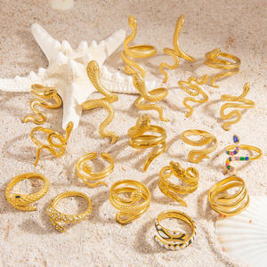 Snake <b>Ring</b> 18K Gold Plated Stainless Steel Exaggerated Open Finger Vintage Unisex Jewelry Gift Yiwu Fashion <b>Rings</b> - Product Image 3