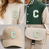 Patch brodé en chenille personnalisé avec lettres, bordure scintillante, appliqué alphabet pour vestes, sacs, chapeaux – Fabrication OEM