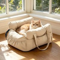 Coussin de voiture pour chien et chat, motif uni, en polyester, lavable, toutes saisons, siège de sécurité pour les rangées avant/arrière