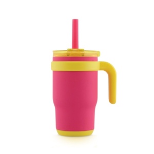 Vaso Térmico de Acero Inoxidable de 14 oz, Antiderrames, con Asa, Pajita Antiderrames, Estilo Minimalista, Ecológico, para Niños, Apto para Agua Hirviendo - Product Image 4