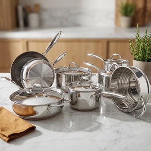 Juego de Utensilios de Cocina Clásicos Premium de Acero Inoxidable, Olla y <span class=keywords><strong>Cacerola</strong></span> de Acero Inoxidable sin Recubrimiento para Cocinar en Casa - Product Image 1