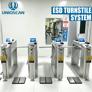 Système de barrière tournante ESD UNIQSCAN avec testeur de bracelet et de <span class=keywords><strong>chaussures</strong></span>, contrôle d'accès ESD <span class=keywords><strong>pour</strong></span> salles blanches et usines - Product Image 1