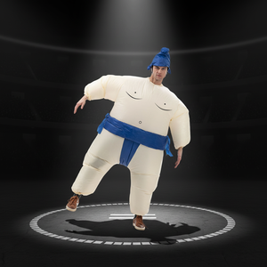 Costume da Sumo Gonfiabile Blu per Adulti, Adatto a <span class=keywords><strong>Persone</strong></span> Alte 1,5-2m. Perfetto per Natale, cosplay, feste, spettacoli teatrali e balli in maschera - Product Image 3