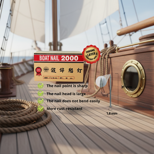 Púas cuadradas de 1.25 pulgadas con cabeza ancha, plateadas y chapadas en zinc, para carpintería marina tradicional - Product Image 1