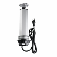 US-Standard Einbau-Tischsteckdose Versteckt 10A Silber Aluminiumlegierung Steckdosenleiste 3 Steckdosen Doppel-USB 15W 2 Anschlüsse Tisch-Liftsteckdose