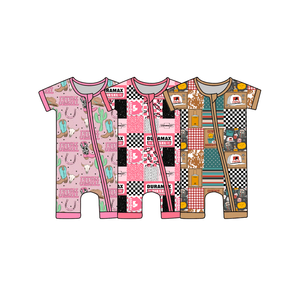 Baby romper van bamboe, korte mouwen, diverse prints, bamboe baby slaapkleertjes, baby bamboe shorties verrassingsbox - Product Image 2
