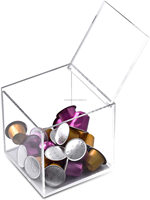 Boîte de rangement personnalisée en acrylique transparent pour capsules de café, sachets de thé, bonbons, distributeur, organisateur de bureau, anti-poussière, durable