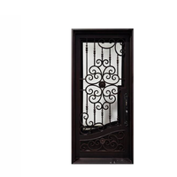 Porte d'entrée commerciale moderne en fer forgé fait main 36 * 80 * Design antivol pour villa Designs de portes en fer forgé