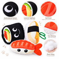Set Mainan Kucing Plush Bertema Makanan dengan Catnip, Mainan Kunyah Interaktif untuk Kucing Indoor, untuk Bermain Sendiri dan Mengatasi Kebosanan