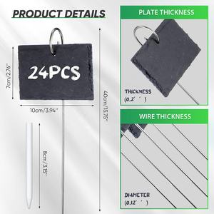 Étiquettes de plantes en <span class=keywords><strong>ardoise</strong></span> naturelle réutilisables et résistantes aux intempéries personnalisables étiquettes suspendues tige en métal pots de lit de fleurs de jardin jardinières herbe usagée - Product Image 5