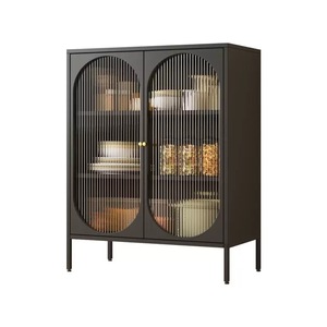 Salon moderne résistance au feu et à la rouille vaisselle en acier réglable rangement vaisselle pieds hauts armoires de cuisine buffet - Product Image 5