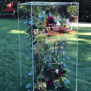 Huanjaiyi — cylindre de forme carrée en acrylique transparent, socle de mariage, présentoir de Cube pour mariage, fête - Product Image 5