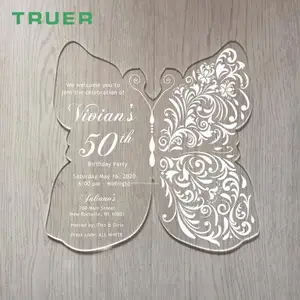 Custom Laser Engraving Acrylic Board Promotional Party Supplies Wedding Invitation Card Printing Acrylic Sheet For Advertising