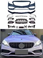 Nouveau kit complet pour Mercedes-Benz Classe C W205 (19-21) : calandre avant, phares et feux arrière AMG C63 – Ajustement parfait, garantie 1 an