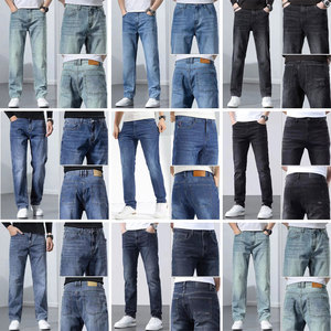 Fabricants de jeans de mode en Chine, vente en gros de jeans pour hommes en coton, polyester et élasthanne, denim <span class=keywords><strong>bleu</strong></span> moyen classique, coupe ample et droite - Product Image 1