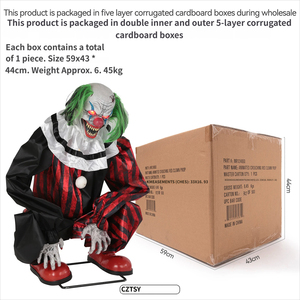 Décoration d'Halloween : Clown Fantôme Effrayant Animé à Détection de Mouvement, Accessoire Suspendu pour Maison Hantée, Décoration Horreur pour Jardin - Product Image 4