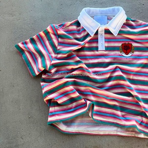 Shirts Manufacturer Custom Summer Casual Wear <b>Short</b> <b>Sleeve</b> 100% Cotton Embroidery Design Stripes Lapel Collar <b>Button</b> <b>up</b> Shirts - Product Image 3