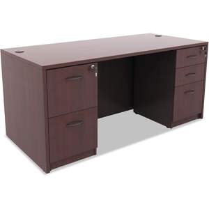 Meuble de classement sur pied Alera Valencia Series 16 x 22 x 28 pouces en acajou avec 2 boîtes et 1 tiroir à dossiers - Product Image 4