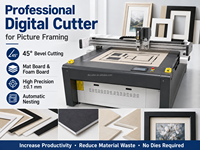 Réalisez un encadrement d'images personnalisé plus rapide, plus facile et plus rentable Precision 45 °   Coupe biseautée pour panneaux en mousse/carton ondulé