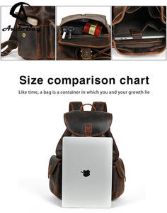 Sac à dos rétro Andong pour homme et femme, en cuir de vachette de première qualité, style vintage, sac à bandoulière en cuir Crazy Horse, sac à dos unisexe pour le sport - Product Image 5