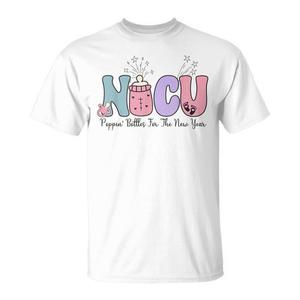 Maglietta per infermiere di terapia intensiva neonatale con bottiglie Nicu Poppin per il nuovo anno - Product Image 1